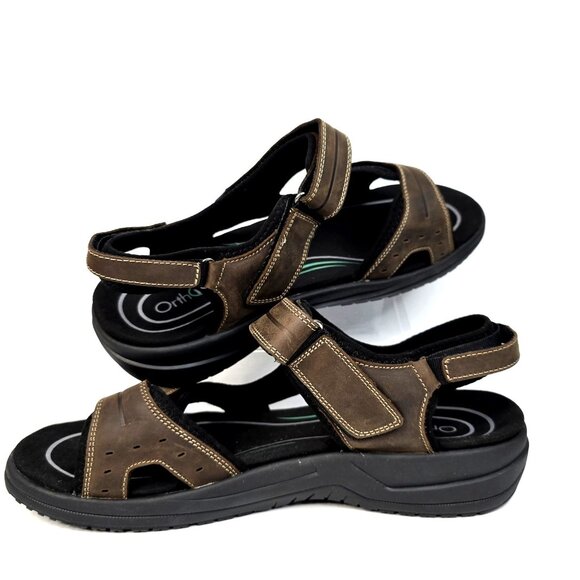 OrthoFeet Gemini Leather Adjustable Brown Sandals w/Box Men\'s SZ 14 (4E) main image 8